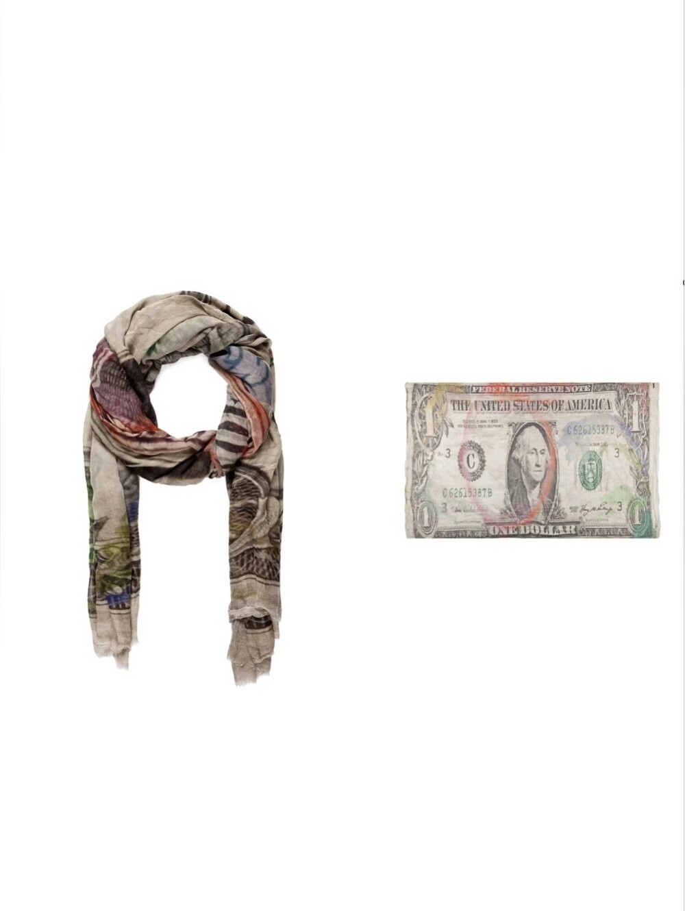 Faliero Sarti Huge $ 1 Dollar Bill Pattern Micro Modal Silk Scarf Rare 84x58